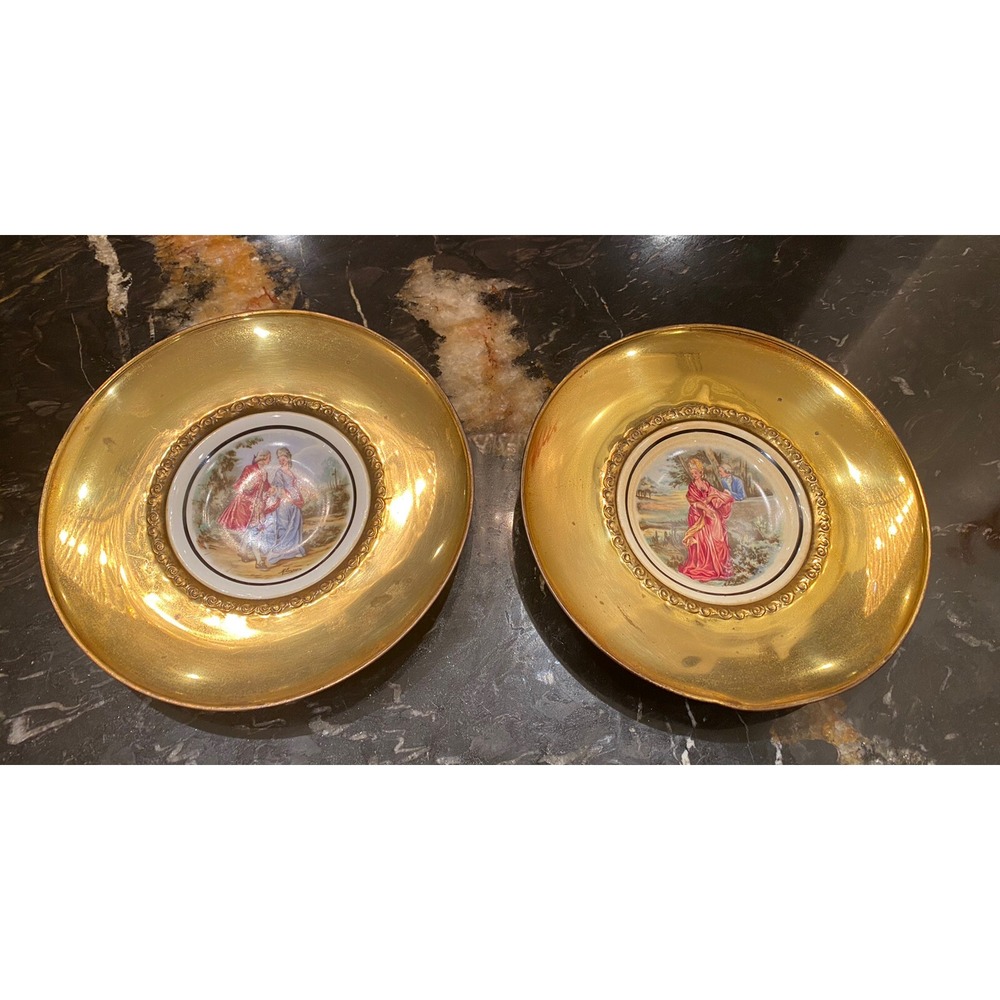 Vintage Pair Regency Bone China Wall Plate 7.5'' Made in England Courting Couple